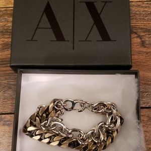 Mens Armani Exchange 2 tone bracelet